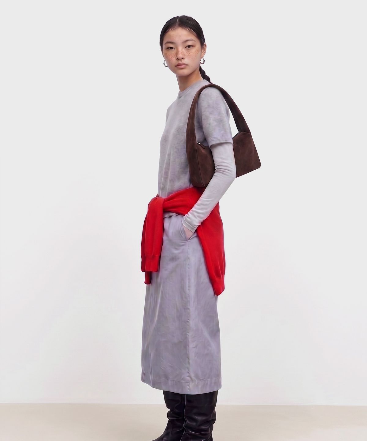 이네크(INNEQ) taeri tote_suede brown_lettering