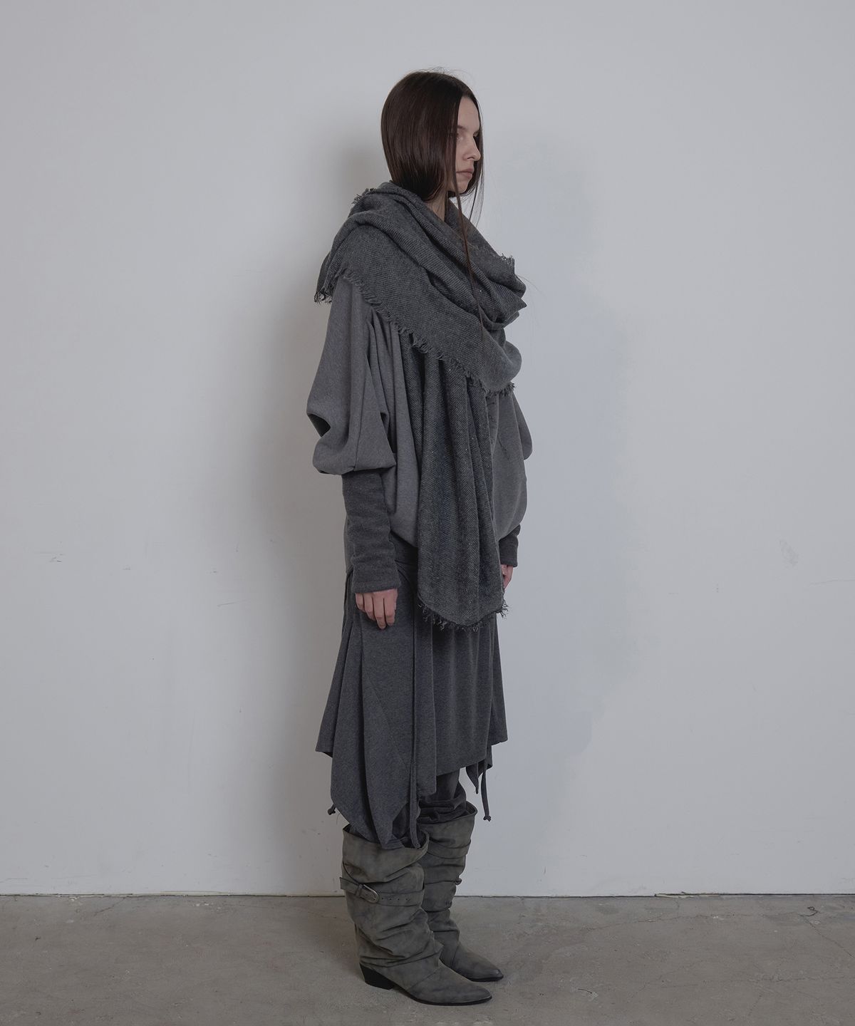 애시메트리(ASYMMETRY) ROUGH DECONSTRUCTED SWEATSHIRT / CHARCOAL