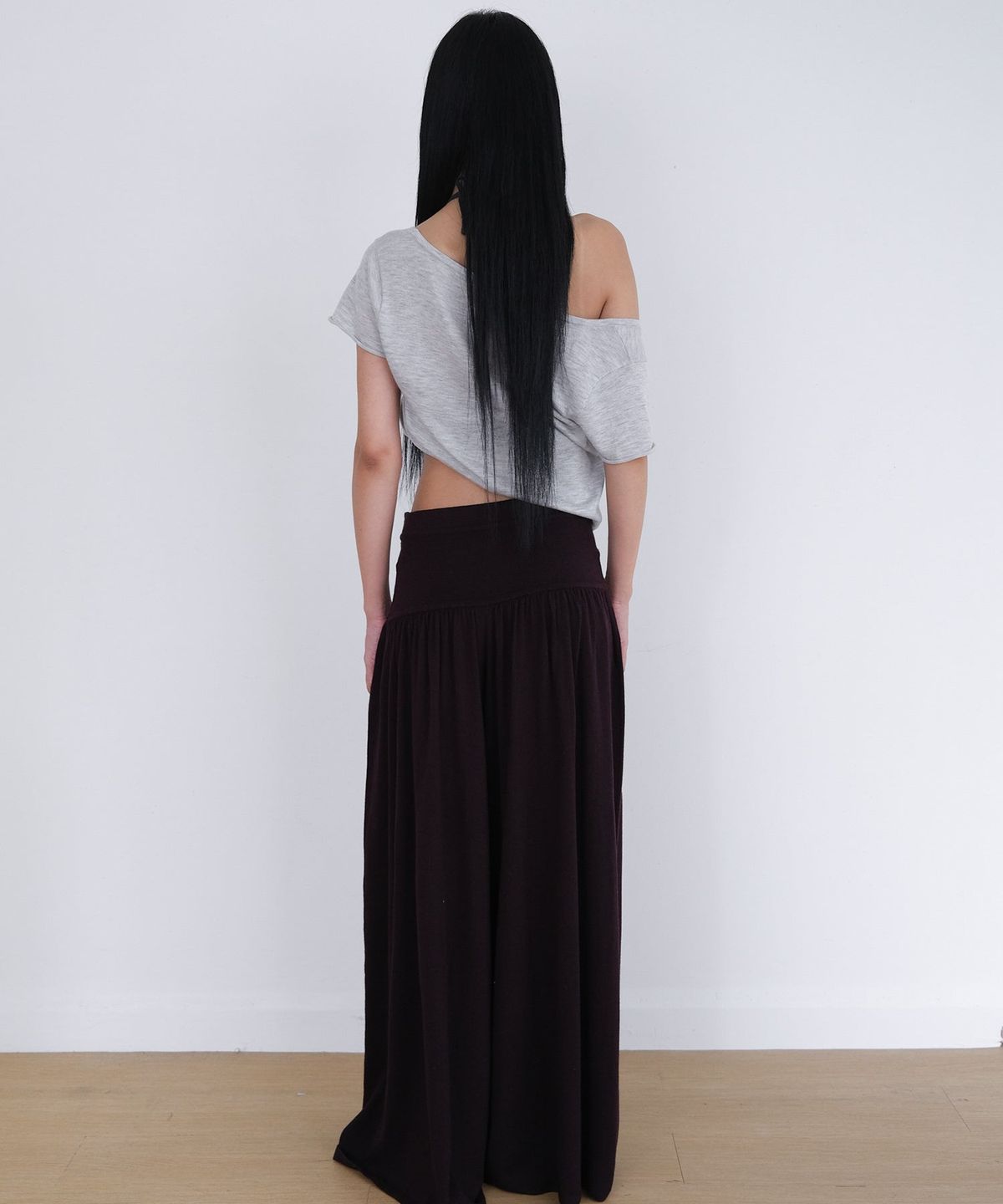 오오티엔(OOTN) DOUBLE LAYER KNIT TOP [GRAY]