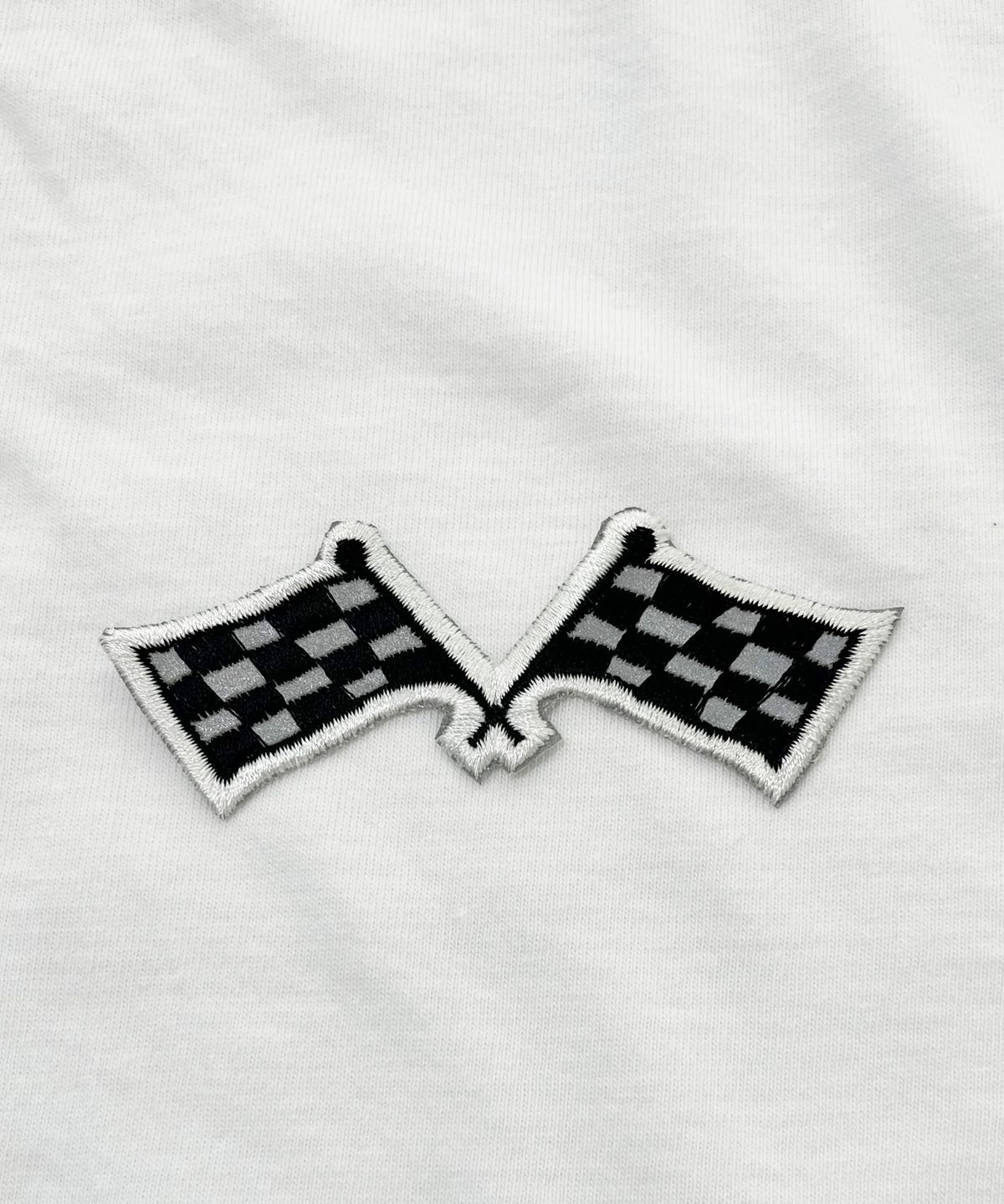 스케이터락(SK8ER ROCK) Race Patch Raw Edge T-Shirt (White)