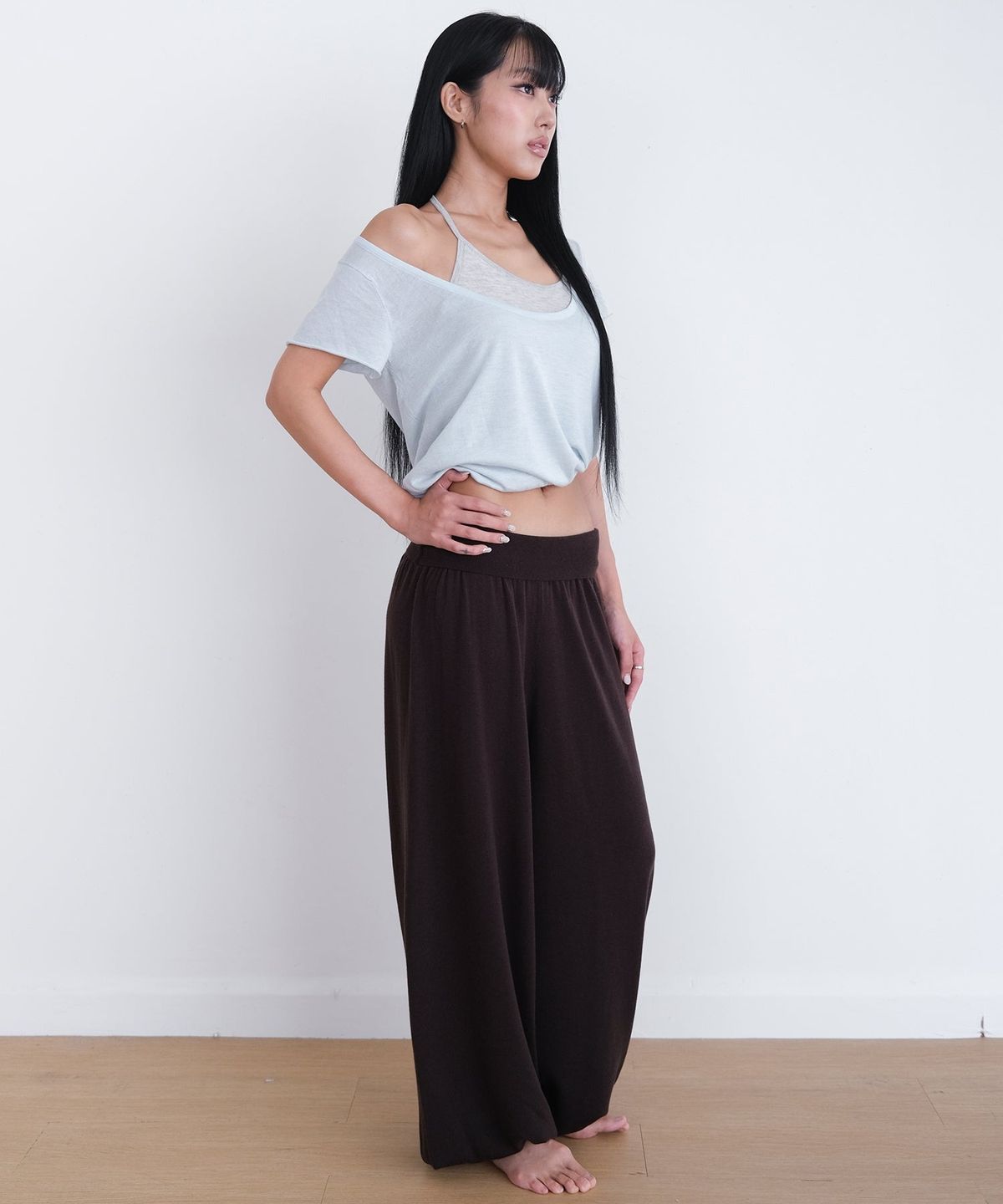 오오티엔(OOTN) DOUBLE LAYER KNIT TOP [SKY BLUE]