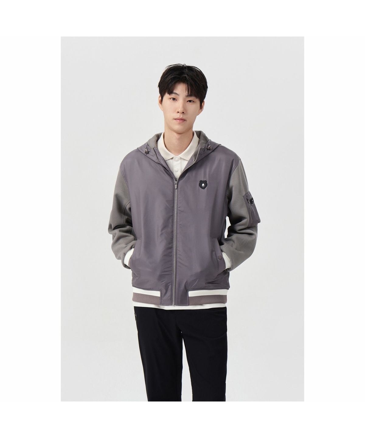 골든베어(GOLDEN BEAR) (남성) Ponte Woven Hybrid Hood Zip-up G4UAW26004GYX