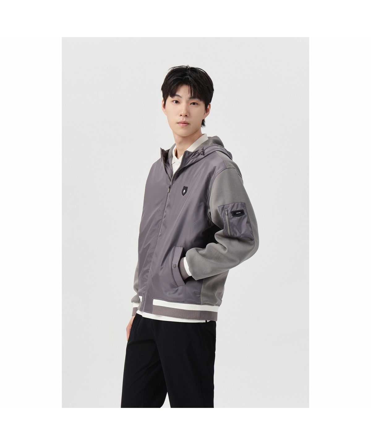 골든베어(GOLDEN BEAR) (남성) Ponte Woven Hybrid Hood Zip-up G4UAW26004GYX