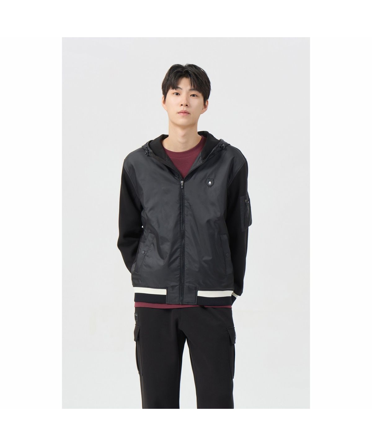 골든베어(GOLDEN BEAR) (남성) Ponte Woven Hybrid Hood Zip-up G4UAW26004BKX