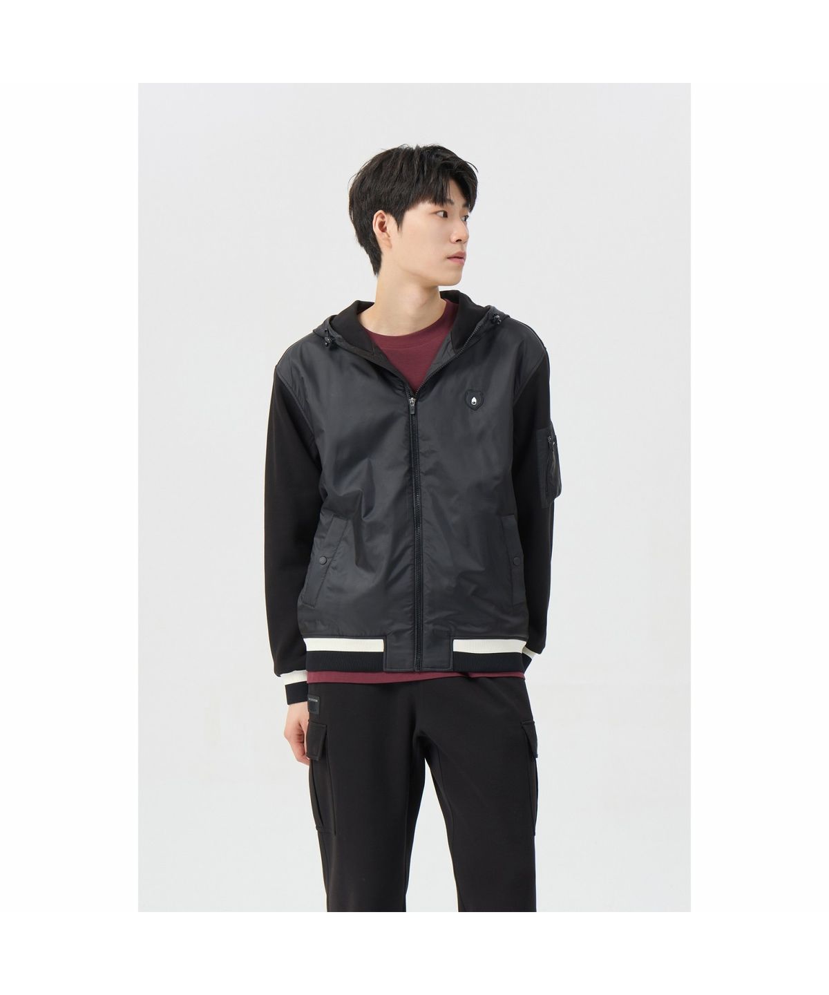 골든베어(GOLDEN BEAR) (남성) Ponte Woven Hybrid Hood Zip-up G4UAW26004BKX