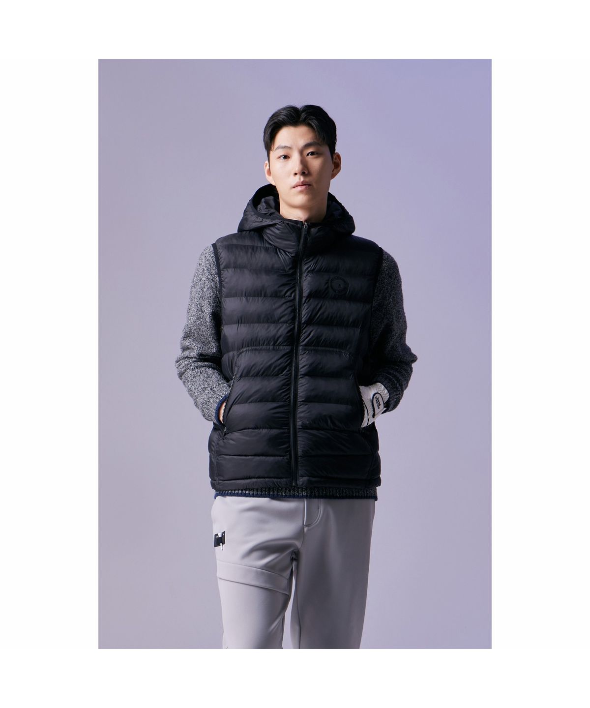 골든베어(GOLDEN BEAR) (남성) Light-weight Padded Hood Vest G4VAW26501BKX