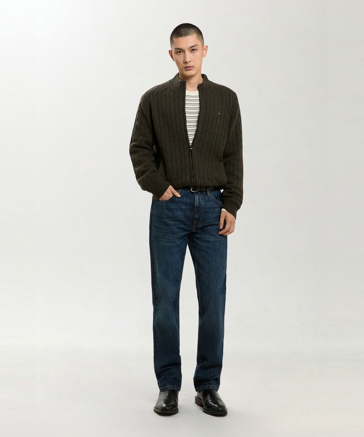 타미힐피거(TOMMY HILFIGER) 케이블 집업 가디건 (T12G7KCD724ML1MQ8)