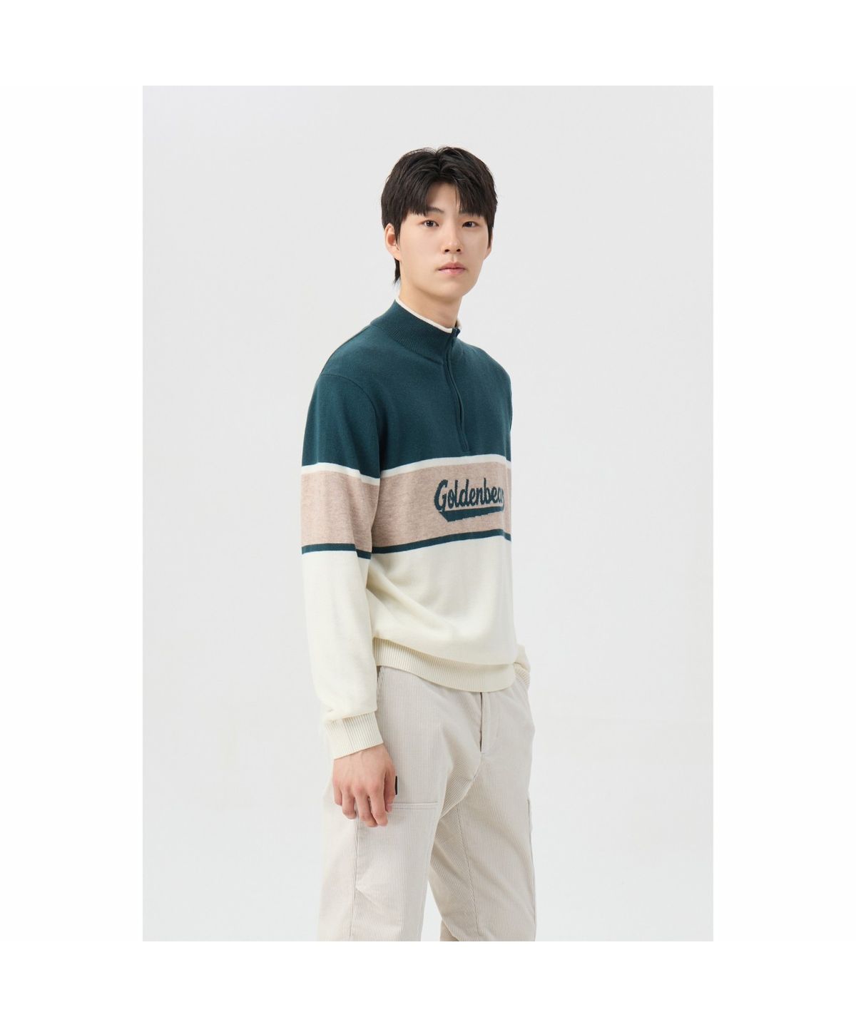 골든베어(GOLDEN BEAR) (남성) Half Zip Border Pullover G4WAW26201GRX