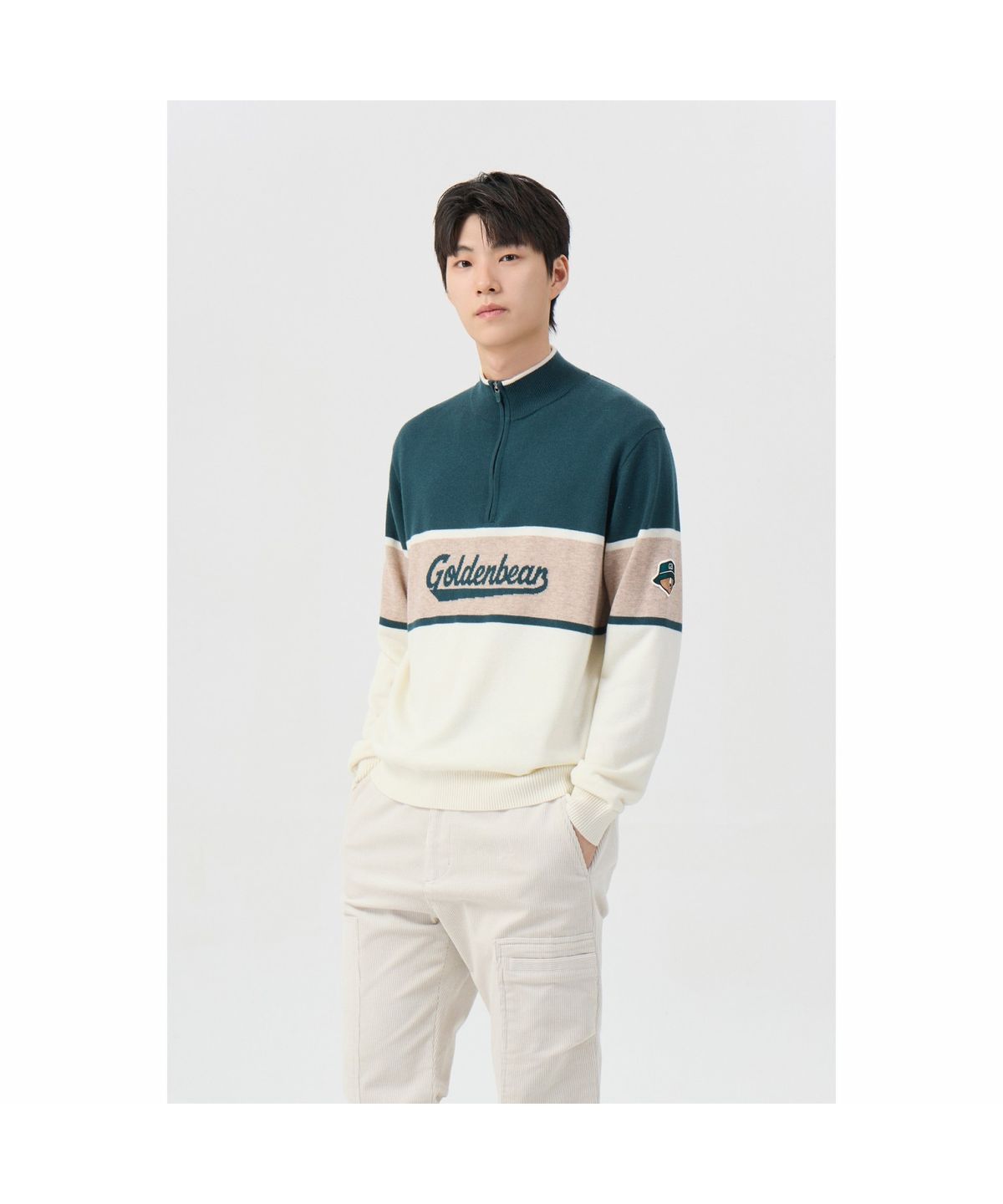 골든베어(GOLDEN BEAR) (남성) Half Zip Border Pullover G4WAW26201GRX
