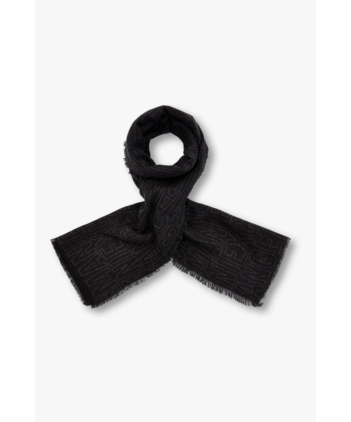 아르마니 익스체인지(ARMANI EXCHANGE) 남성 올오버 로고 자카드 스카프 _블랙_A416376002