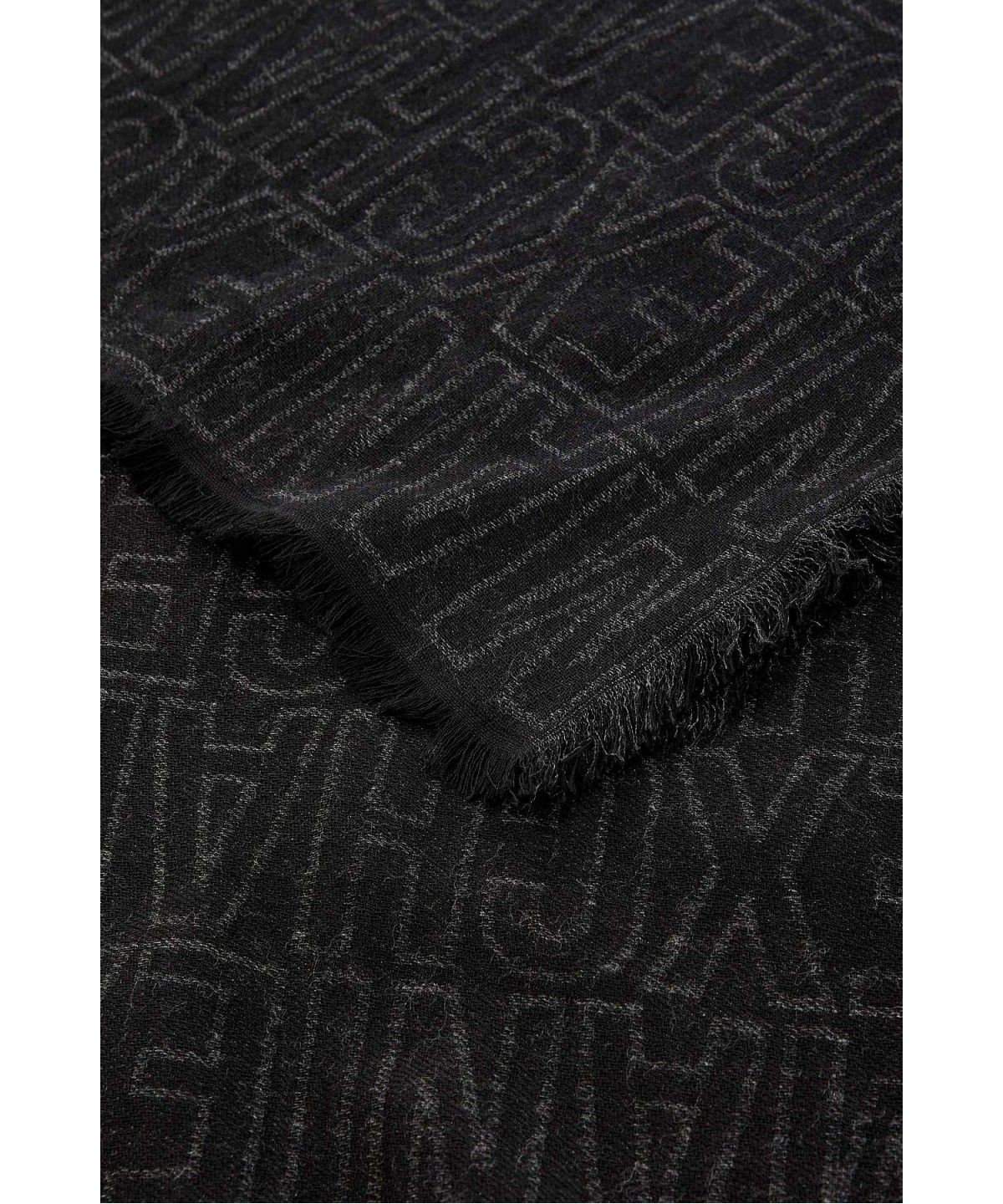 아르마니 익스체인지(ARMANI EXCHANGE) 남성 올오버 로고 자카드 스카프 _블랙_A416376002