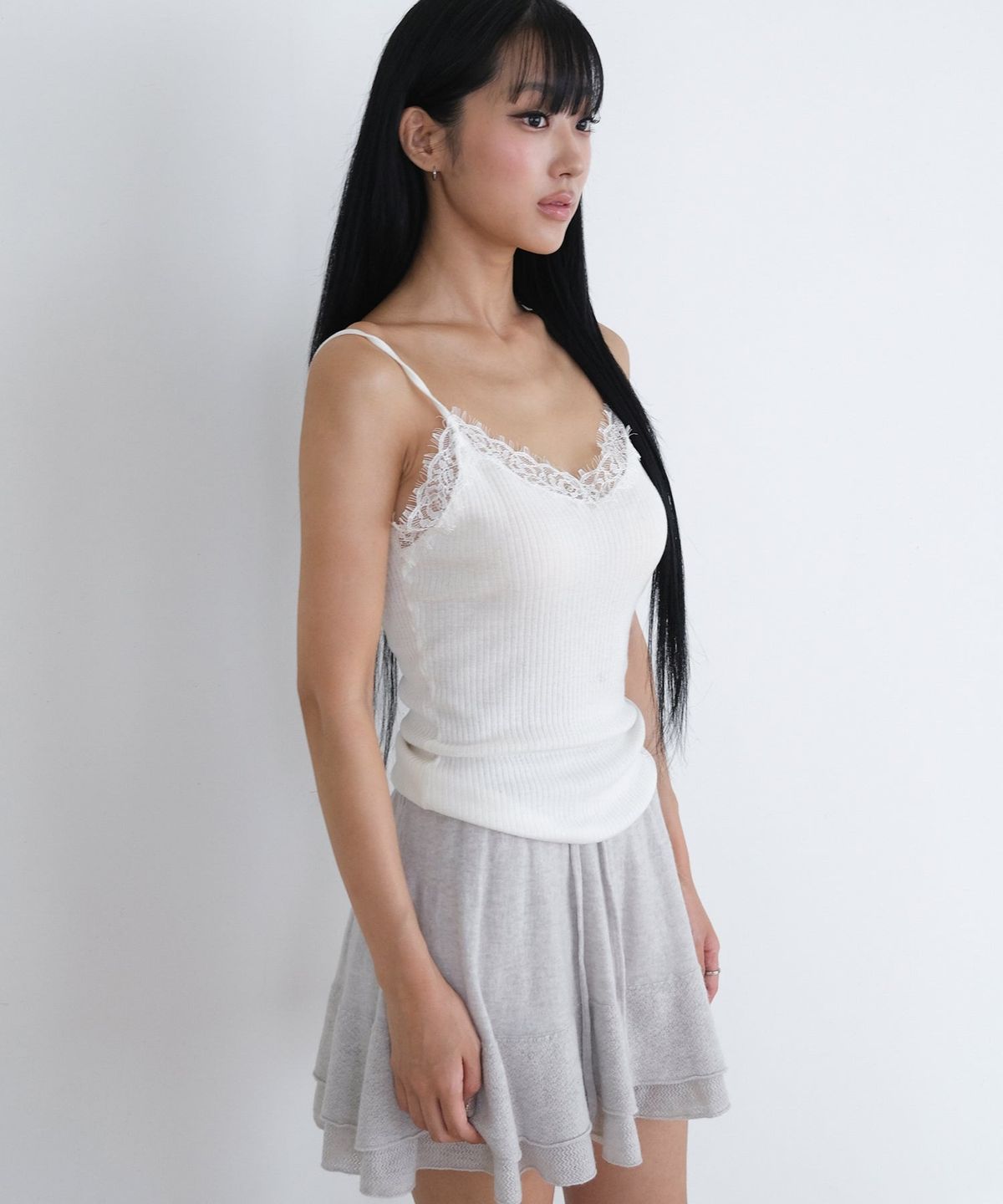 오오티엔(OOTN) FLARE KNIT SKIRT PANTS [GREY]