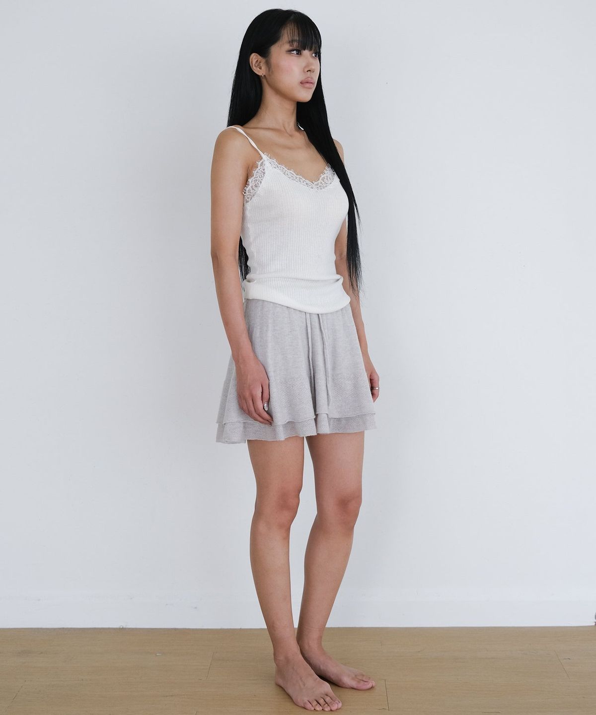 오오티엔(OOTN) FLARE KNIT SKIRT PANTS [GREY]