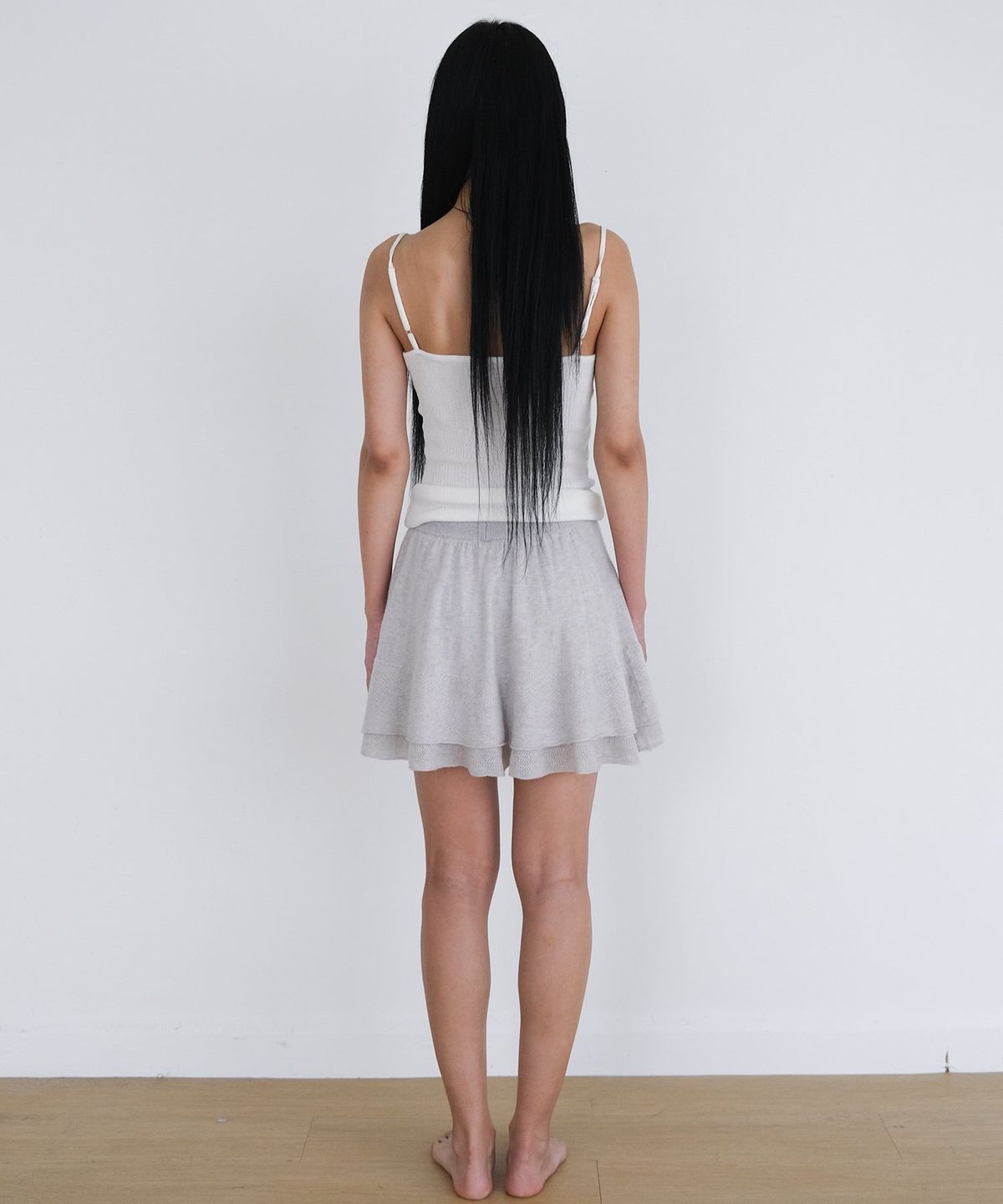 오오티엔(OOTN) FLARE KNIT SKIRT PANTS [GREY]