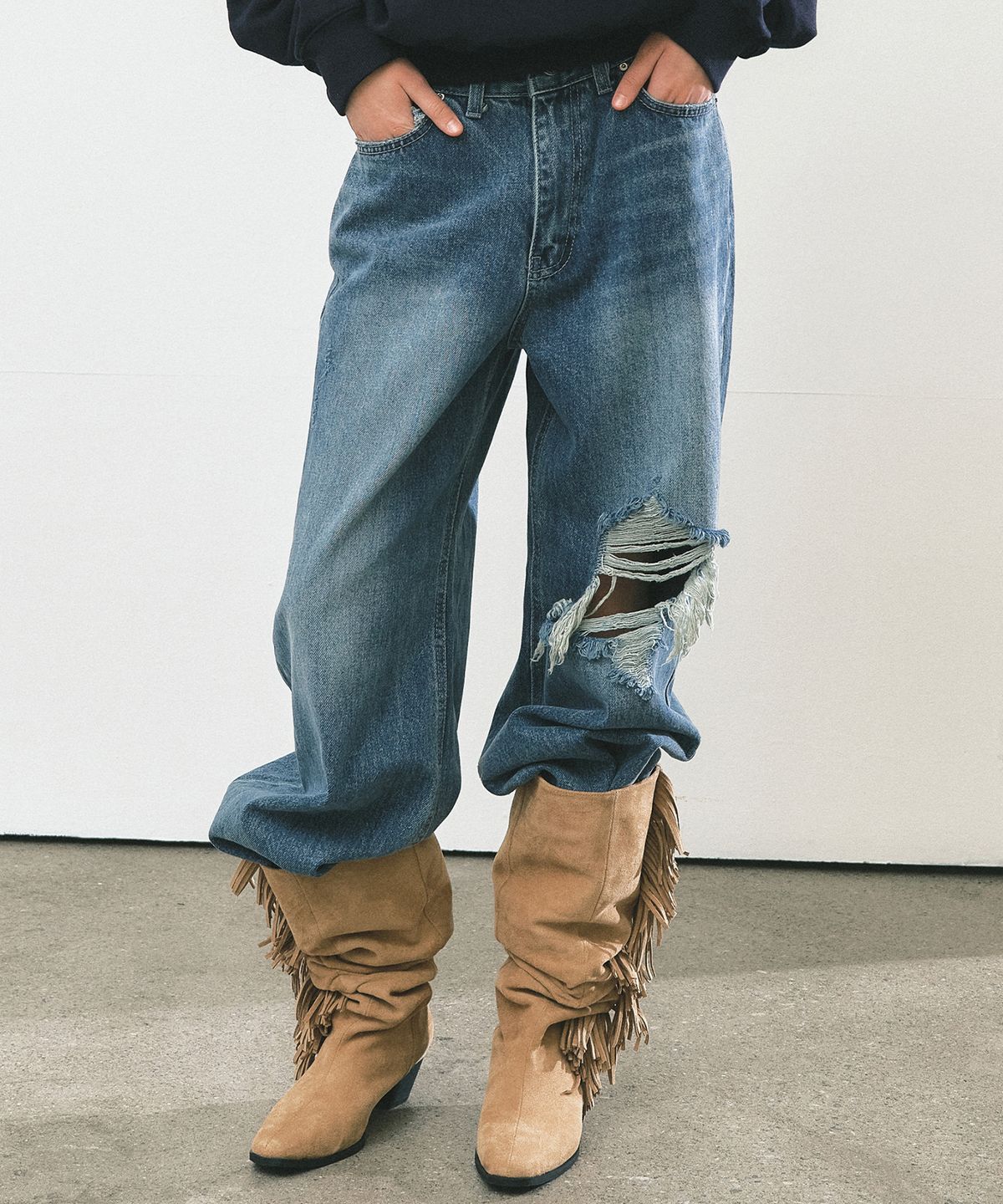 닉앤니콜(NICK&NICOLE) VINTAGE WASHED WIDE DENIM PANTS_BLUE