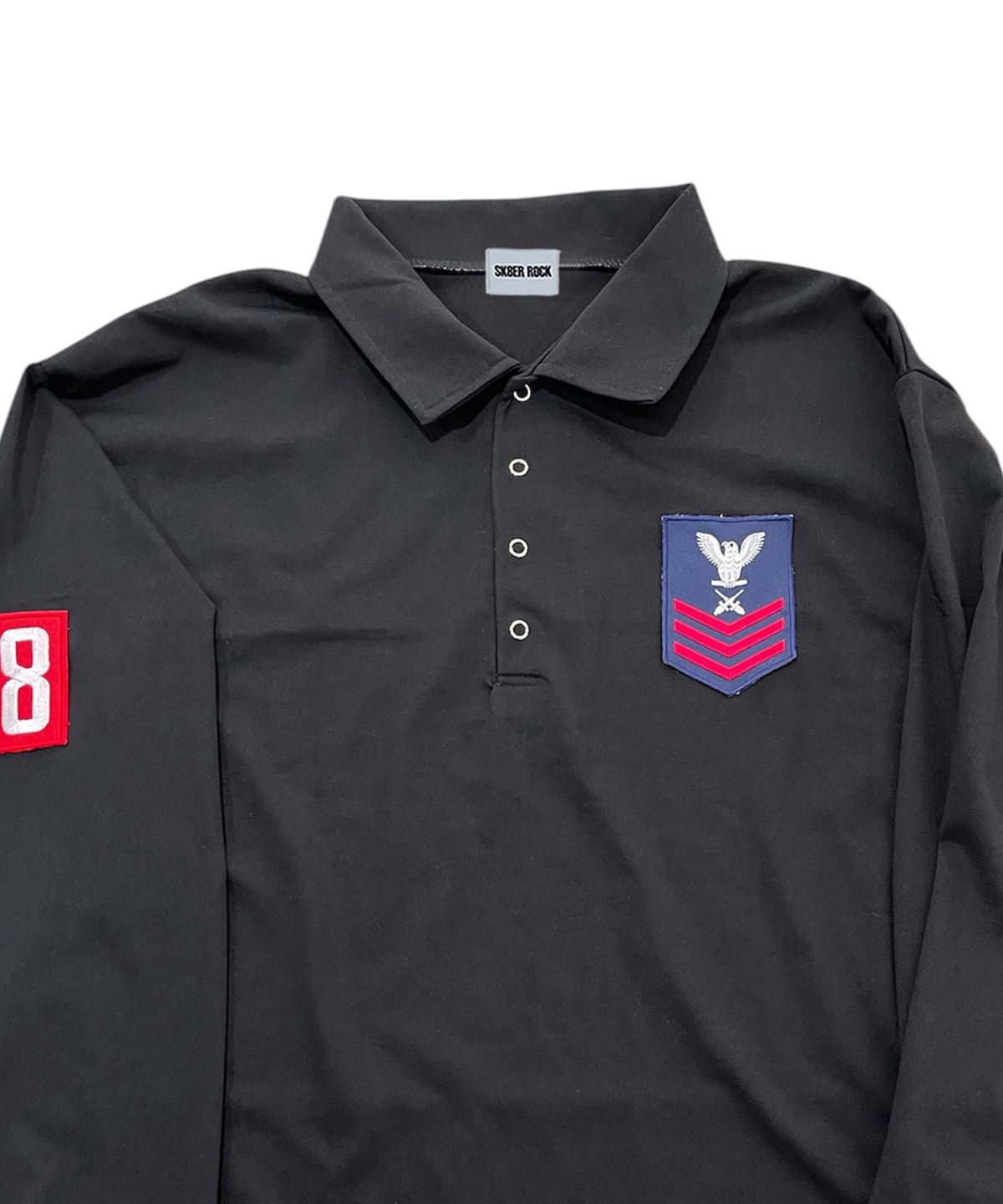 스케이터락(SK8ER ROCK) Army Patch Polo Shirt (Black)