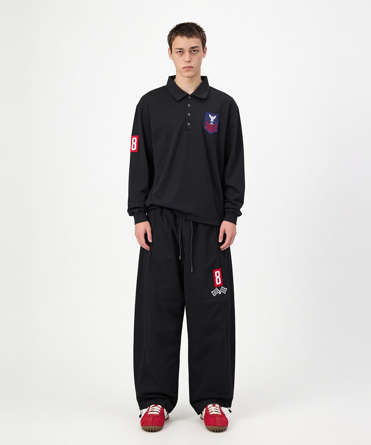 스케이터락(SK8ER ROCK) Army Patch Polo Shirt (Black)