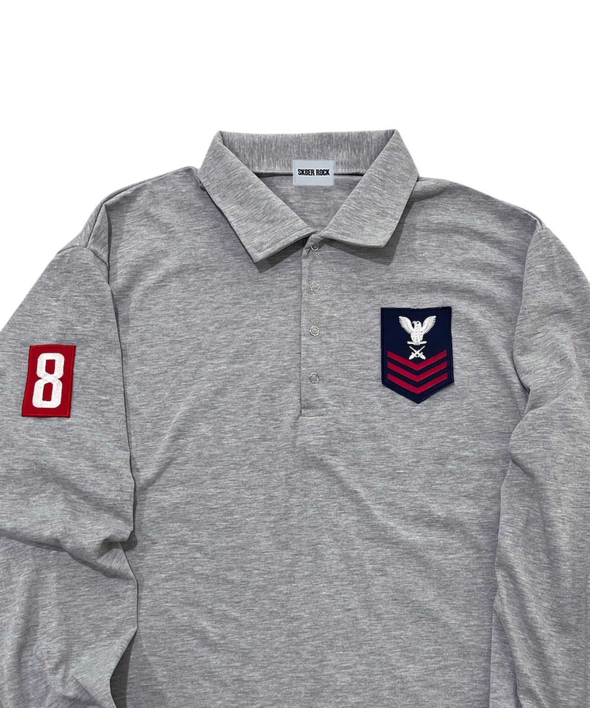 스케이터락(SK8ER ROCK) Army Patch Polo Shirt (Melange gray)