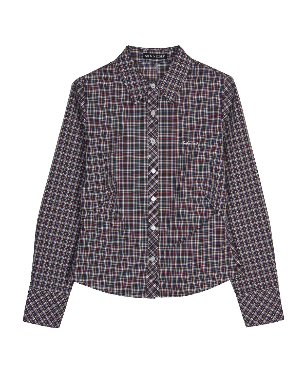 닉앤니콜(NICK&NICOLE) CHECK SLIM FIT SHIRT_BROWN