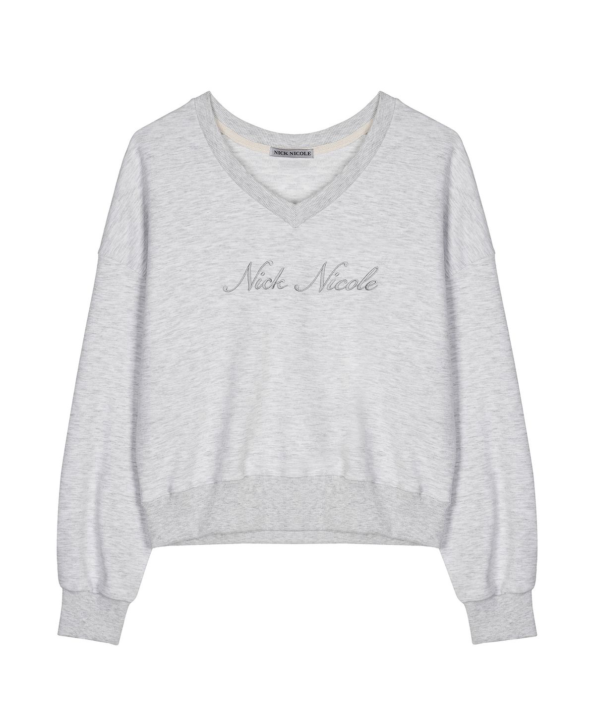 닉앤니콜(NICK&NICOLE) NICOLE LOGO V-NECK SWEATSHIRT_MELANGE