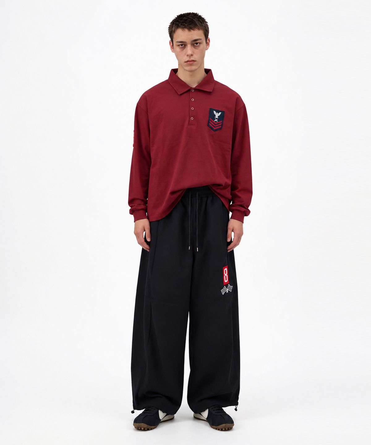 스케이터락(SK8ER ROCK) Army Patch Polo Shirt (Burgundy)