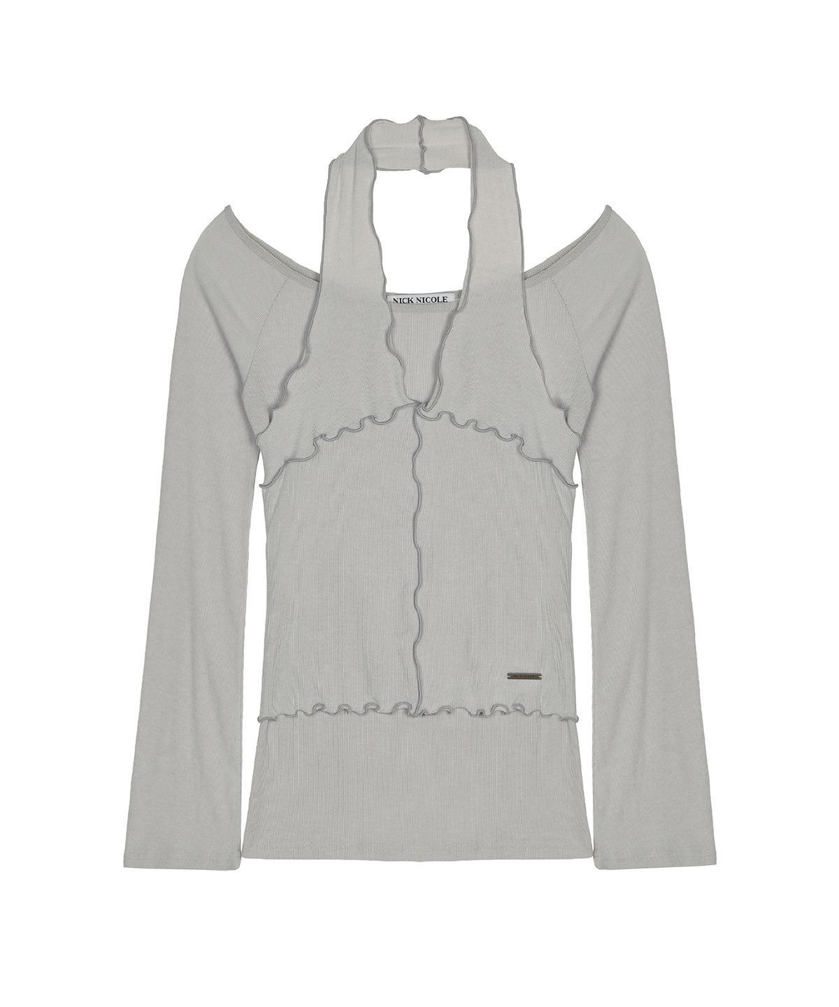 닉앤니콜(NICK&NICOLE) HALTER LAYERED SLEEVE TOP_LIGHT GRAY