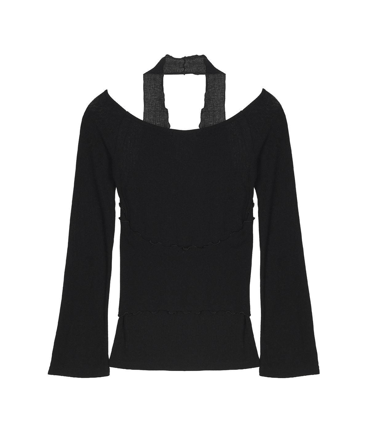 닉앤니콜(NICK&NICOLE) HALTER LAYERED SLEEVE TOP_BLACK