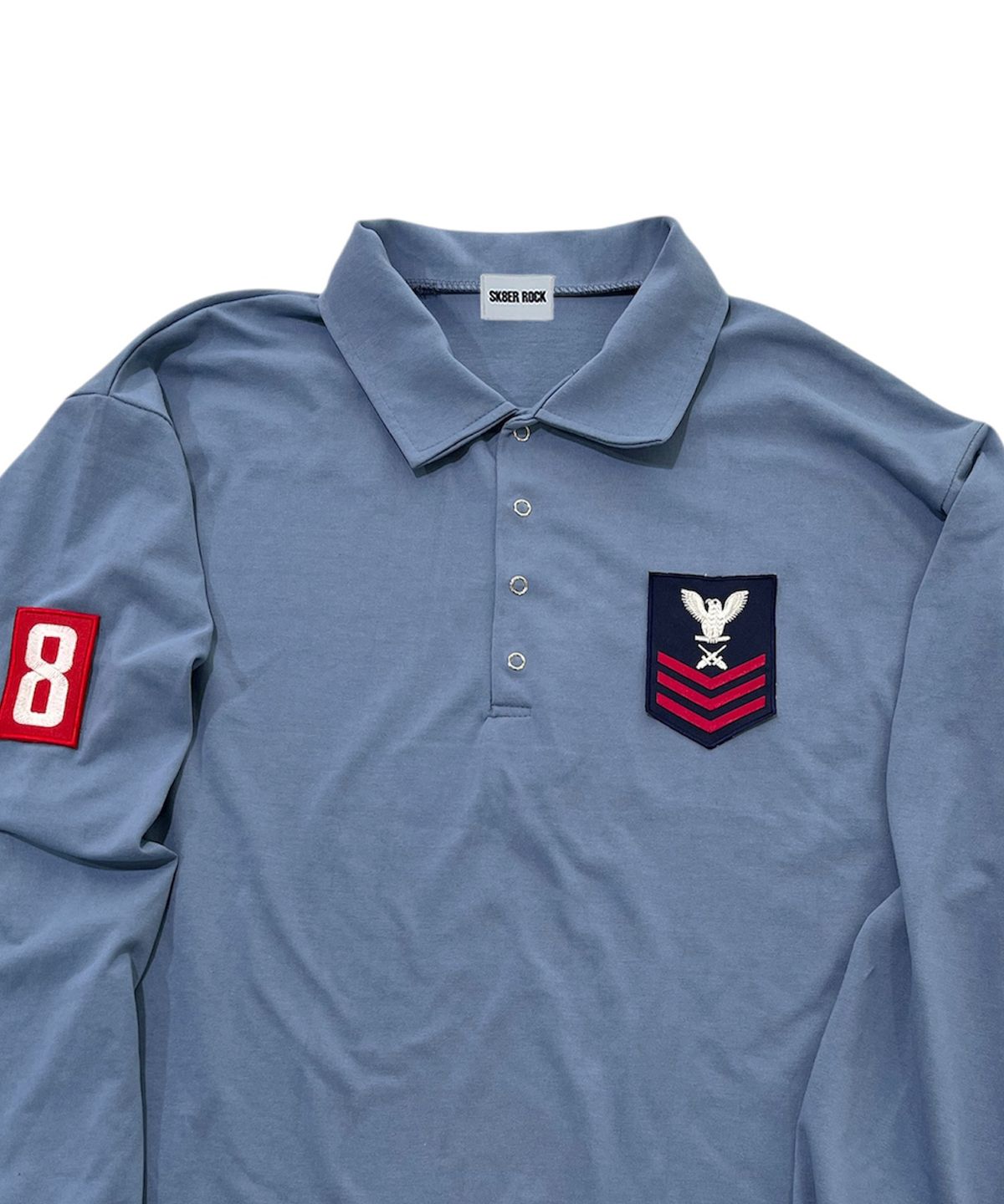 스케이터락(SK8ER ROCK) Army Patch Polo Shirt (Steel blue)