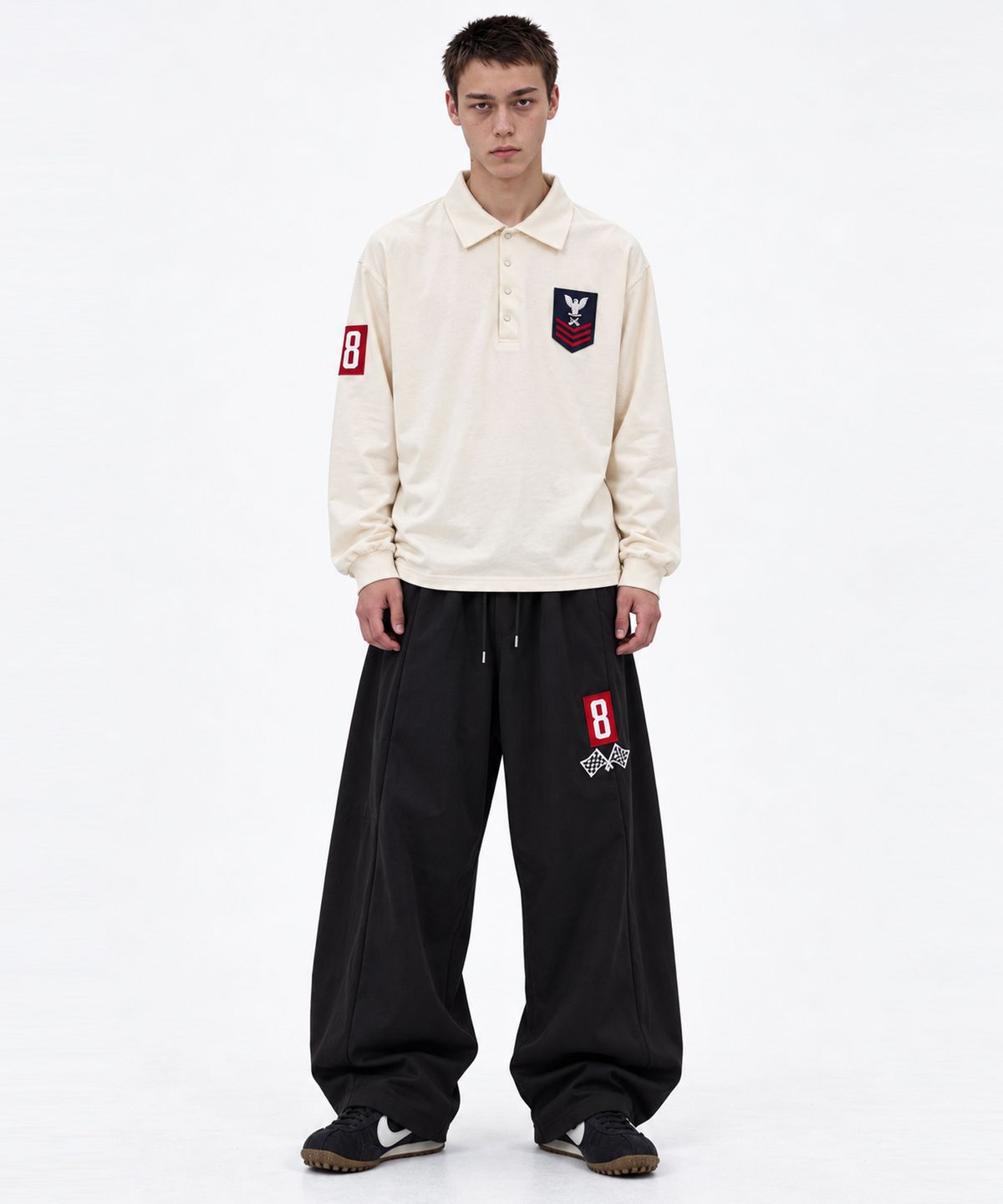 스케이터락(SK8ER ROCK) Army Patch Polo Shirt (Cream)