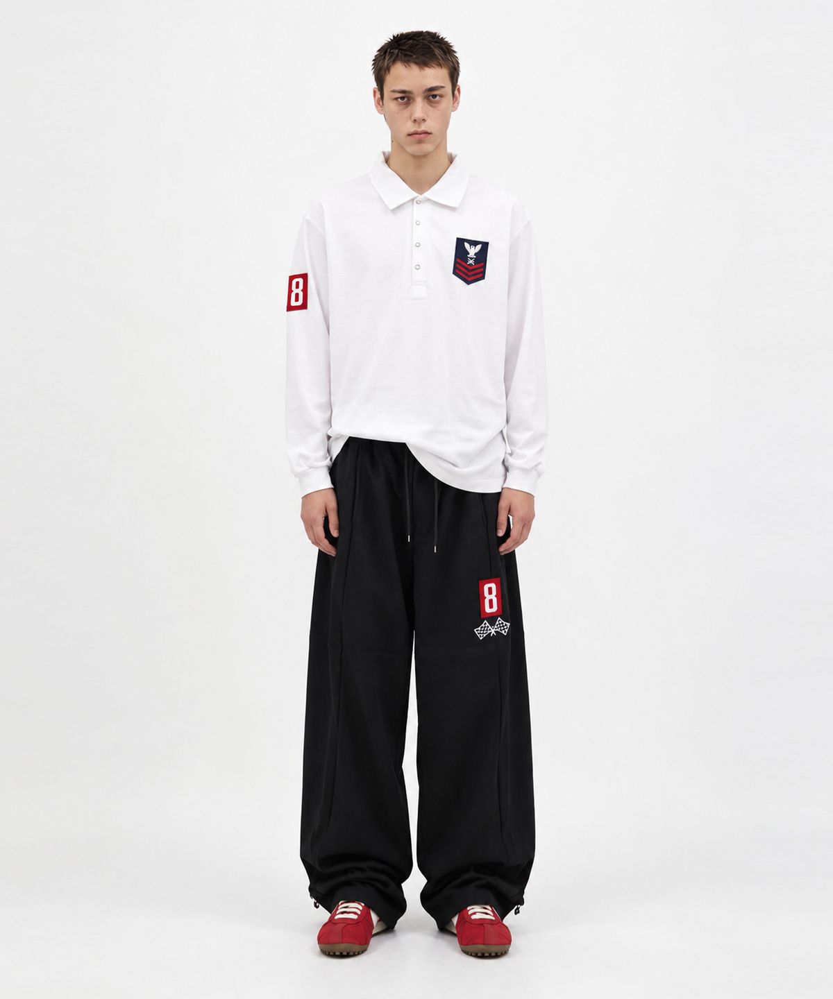 스케이터락(SK8ER ROCK) Army Patch Polo Shirt (White)