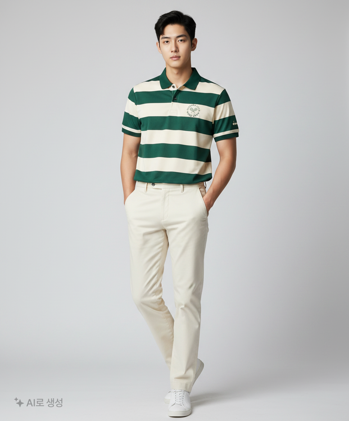 디아도라(diadora) 코트 스트라이프 카라 반팔 티셔츠 GREEN 95