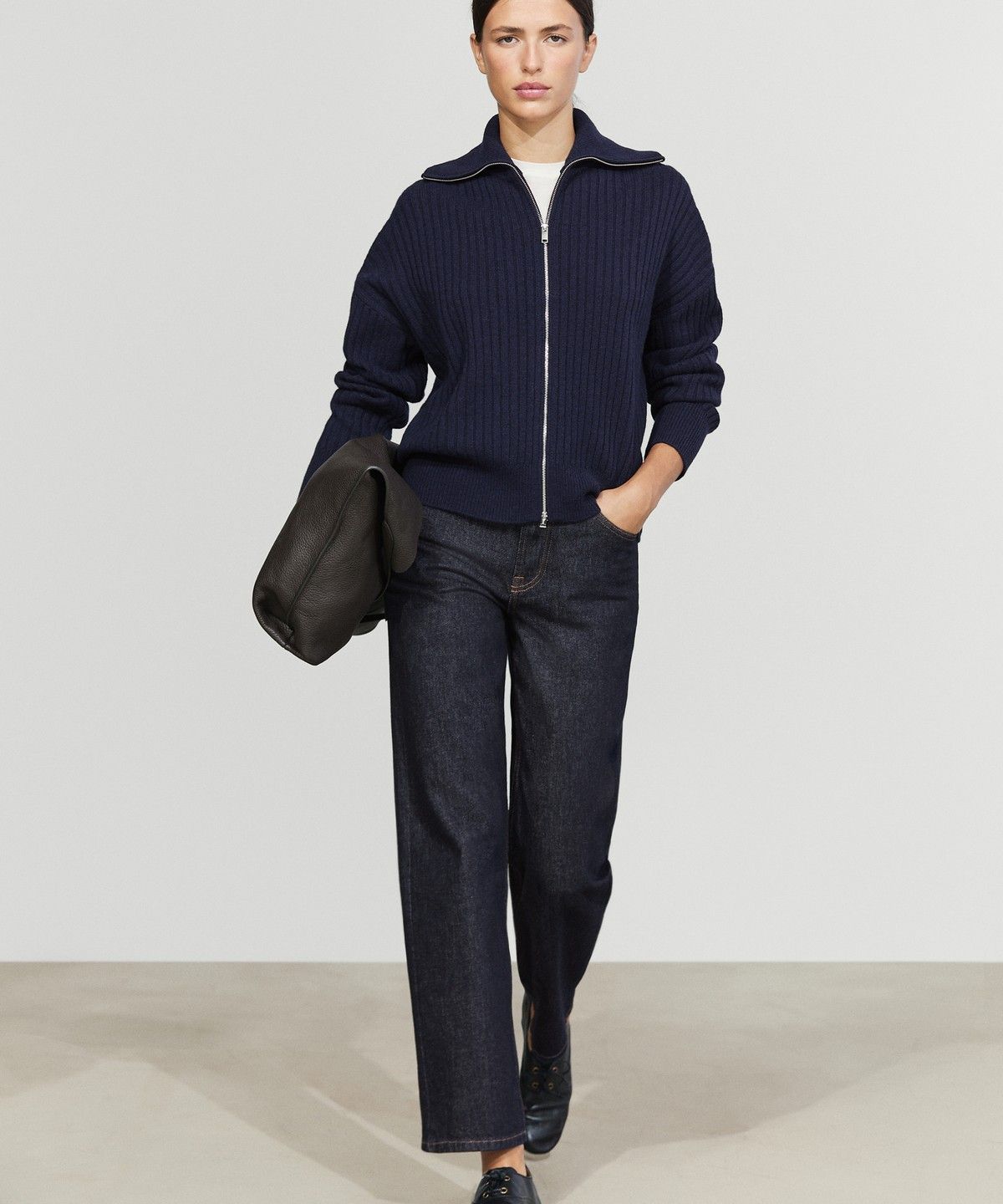 마시모두띠(MASSIMO DUTTI) 100% 울 집업 니트 자켓