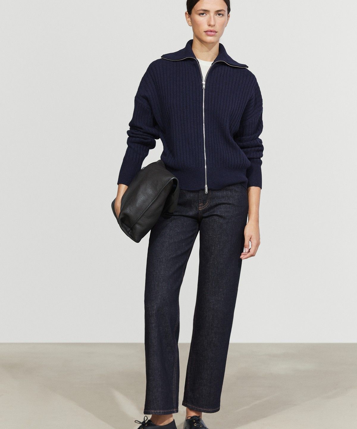 마시모두띠(MASSIMO DUTTI) 100% 울 집업 니트 자켓
