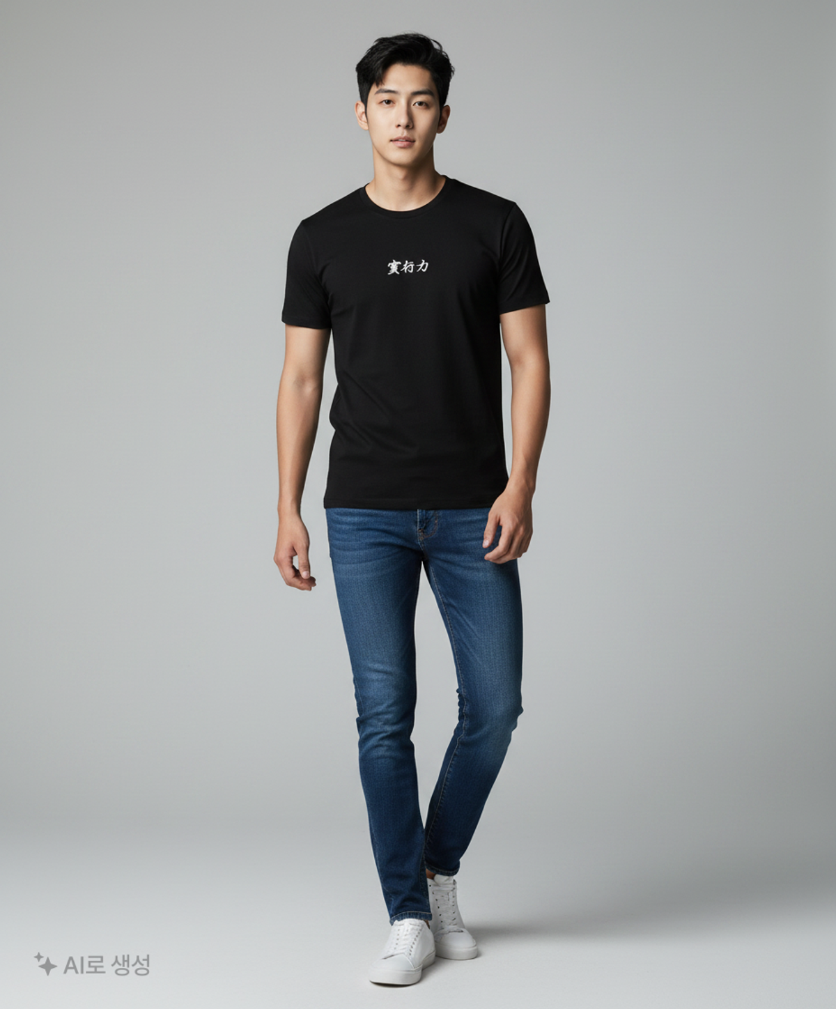 무신사 스탠다드(MUSINSA STANDARD) [노홍철 컬래버] 럭키 가이 實行力(실행력) 티셔츠 [블랙] XL