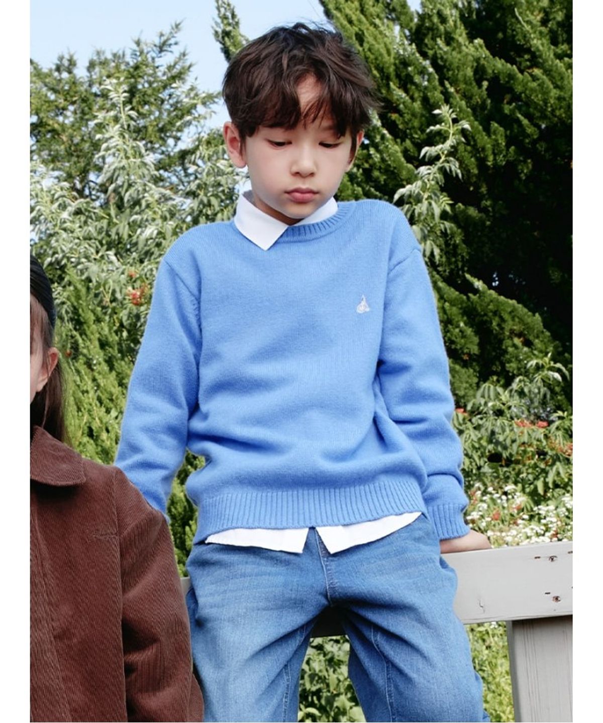 빈폴 키즈(BEANPOLE KIDS) [Essential] 울혼방 플레인 풀오버 니트  블루 (BI6951UE1P)