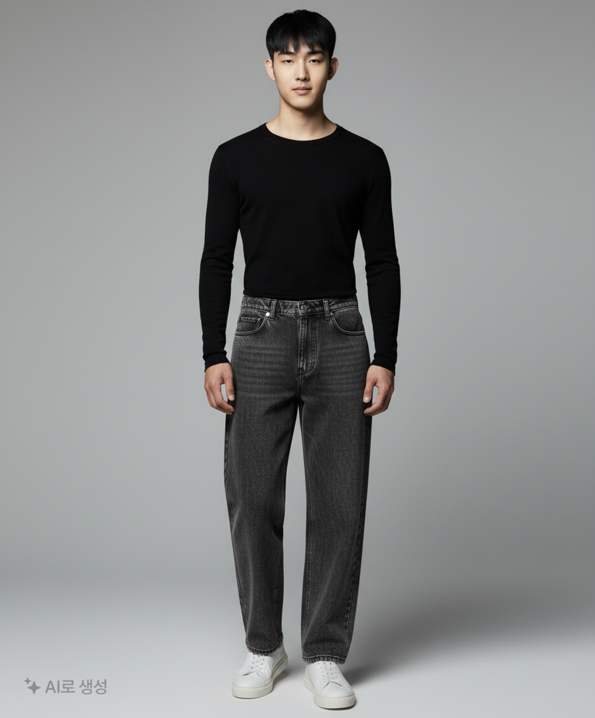노매뉴얼(NOMANUAL) SEMIWIDE DENIM PANTS - BLACK M