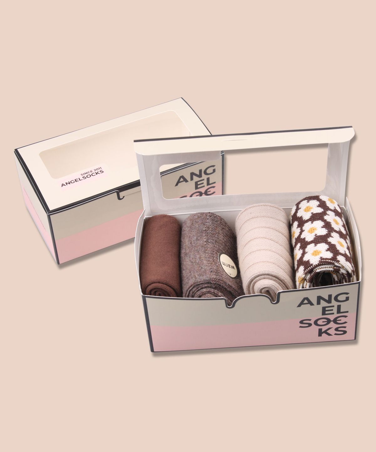 엔젤삭스(ANGEL SOCKS) SET004_우드브라운 니트 울 브랜드 양말 선물 세트 SOCKS
