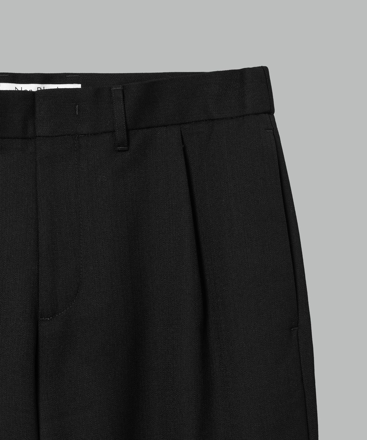 넌블랭크(NONBLANK) 울 블렌드 캔버스 루즈핏 팬츠_BLACK