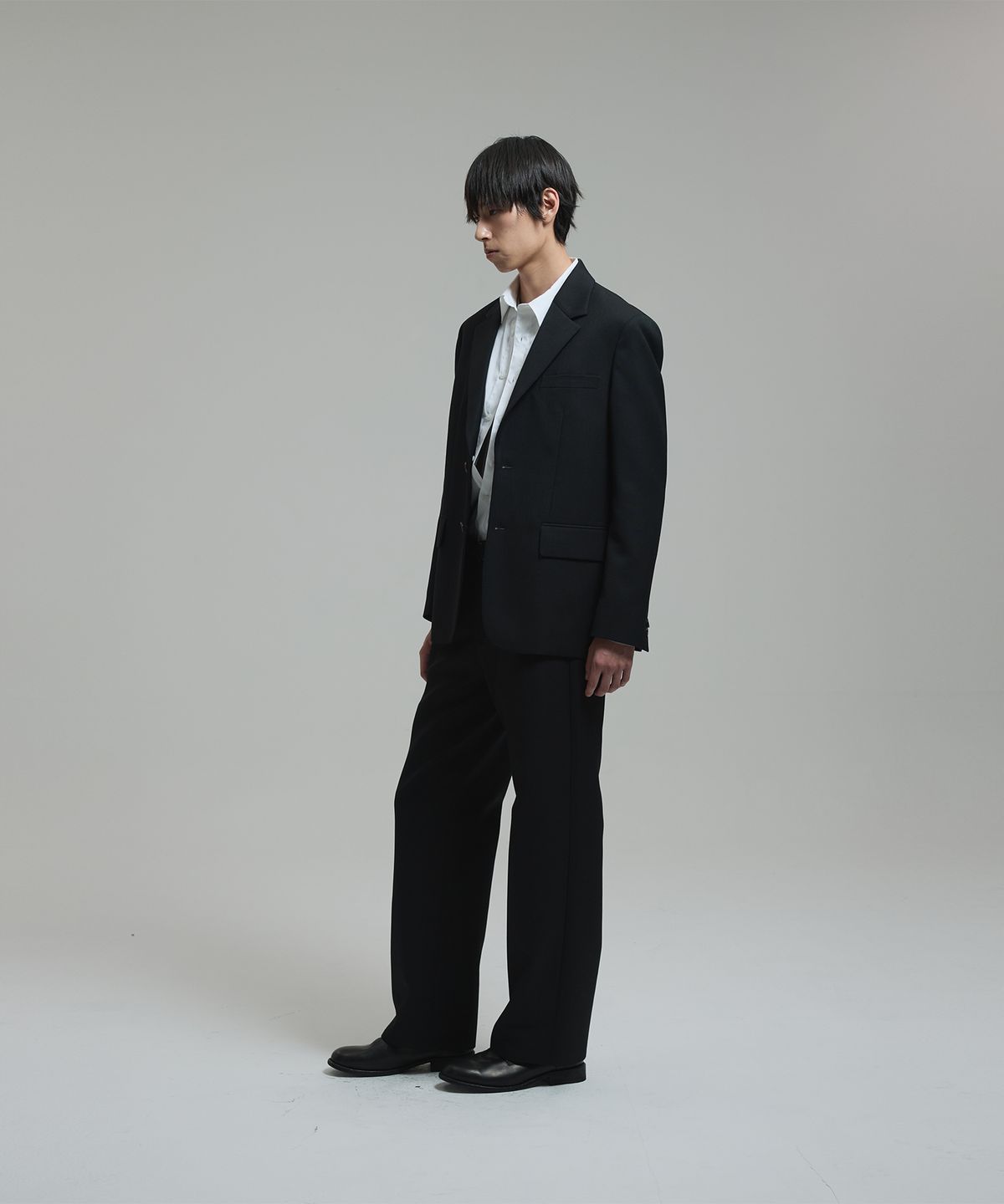 넌블랭크(NONBLANK) 울 블렌드 캔버스 루즈핏 팬츠_BLACK