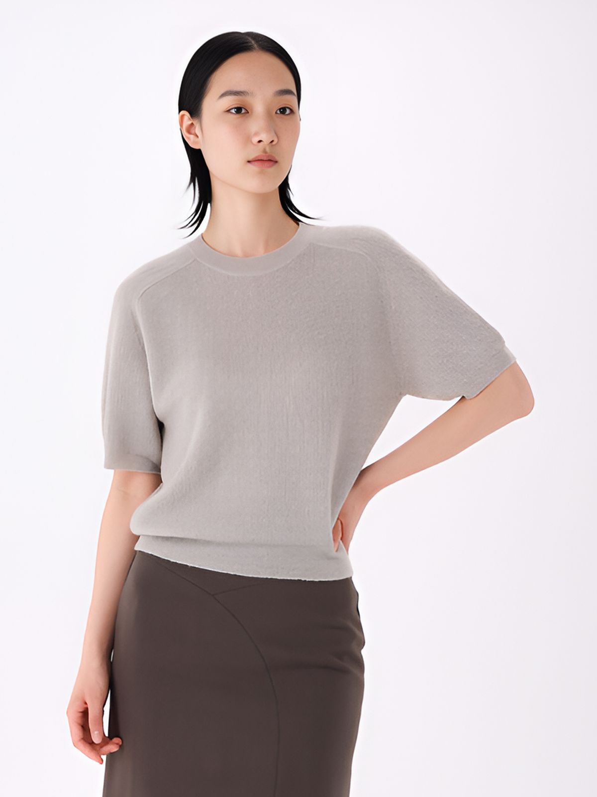 아쿠드(ACUD) Light Wool Half Sleeve Knit _L.Grey