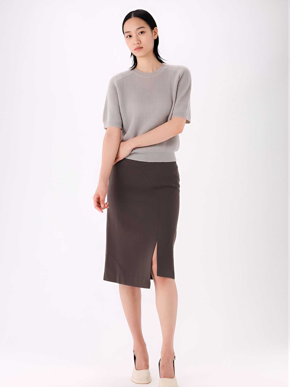 아쿠드(ACUD) Light Wool Half Sleeve Knit _L.Grey