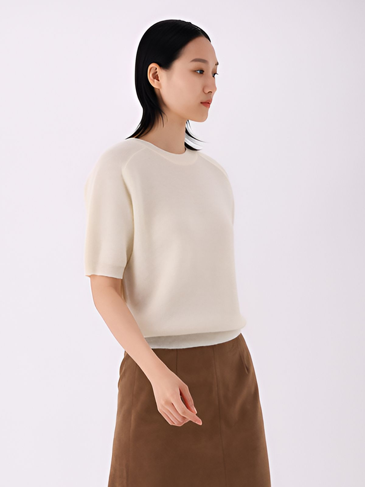 아쿠드(ACUD) Light Wool Half Sleeve Knit _Ivory