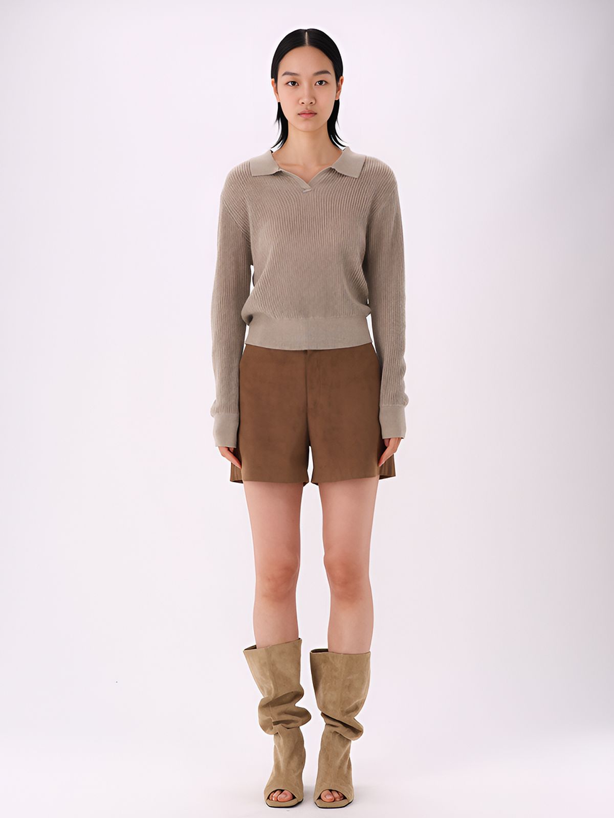 아쿠드(ACUD) Ribbed Wool Collar Knit _D.Beige