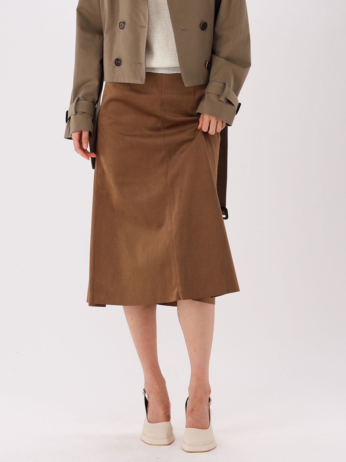 아쿠드(ACUD) Suede Midi Skirt _Camel