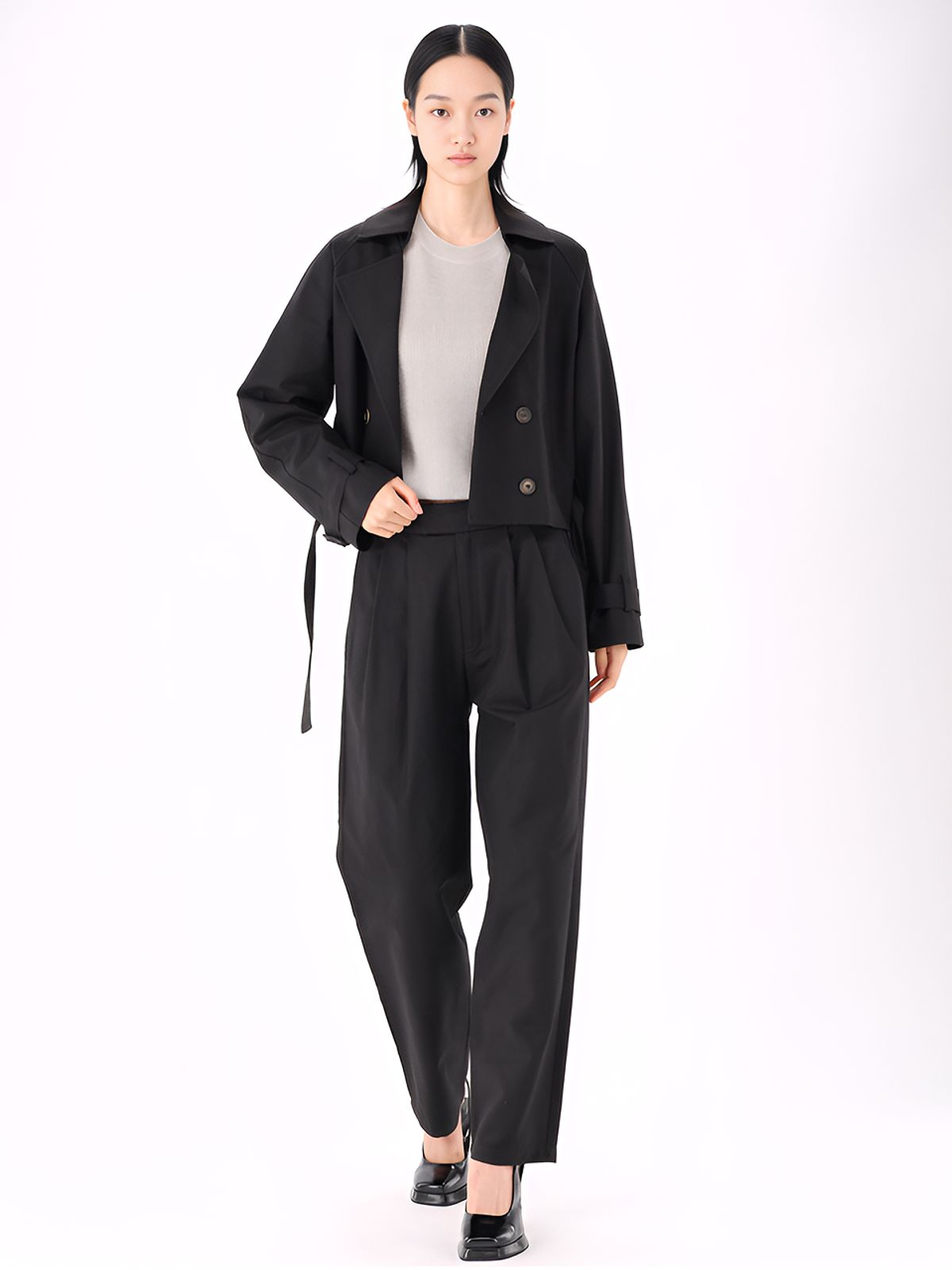 아쿠드(ACUD) Two Tuck Tapered Slacks _Black
