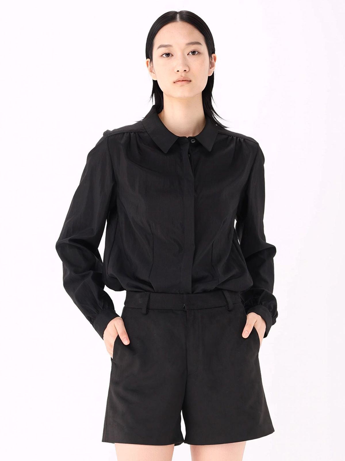 아쿠드(ACUD) Soft Gloss Shirt _Black