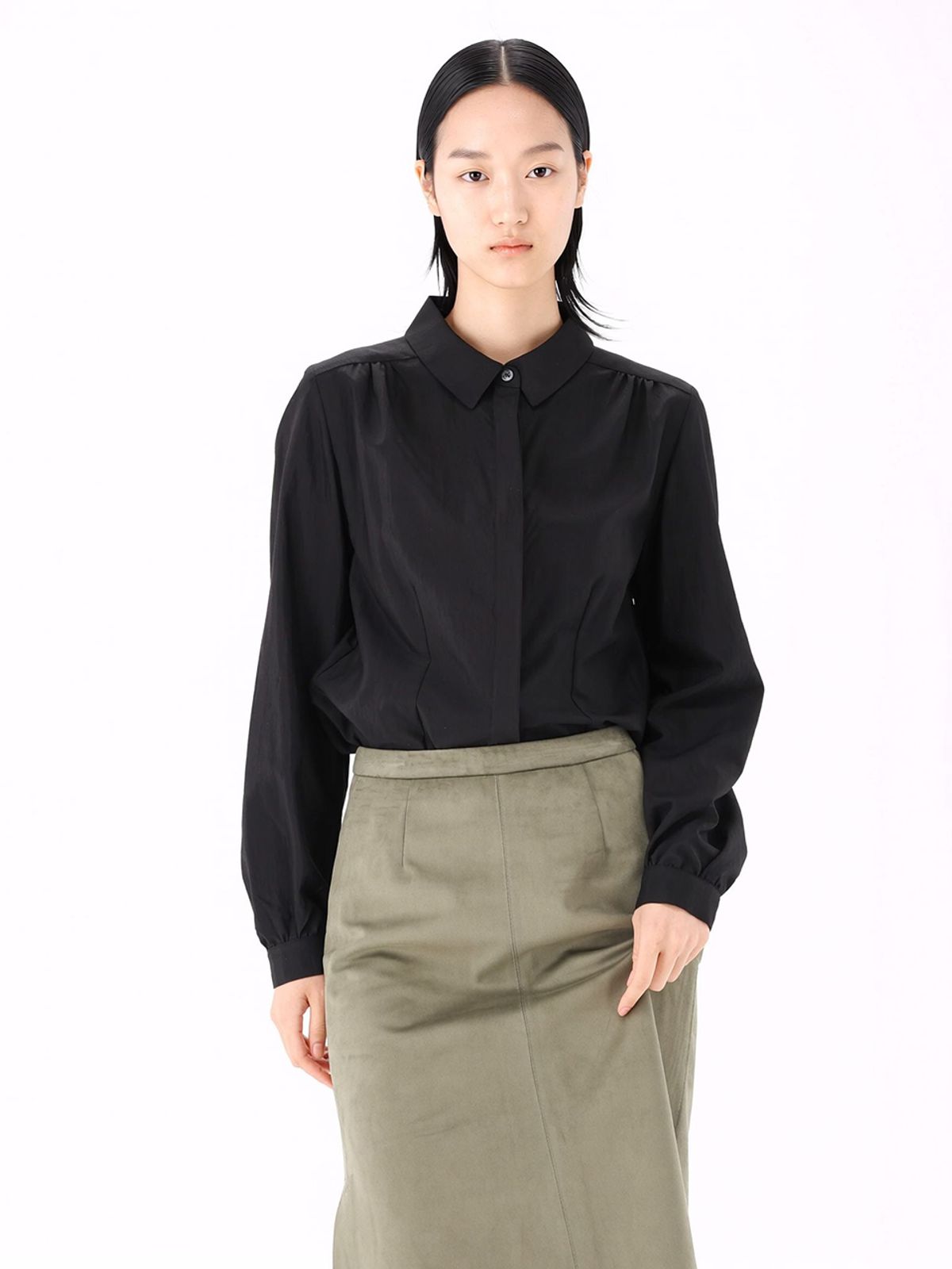 아쿠드(ACUD) Soft Gloss Shirt _Black