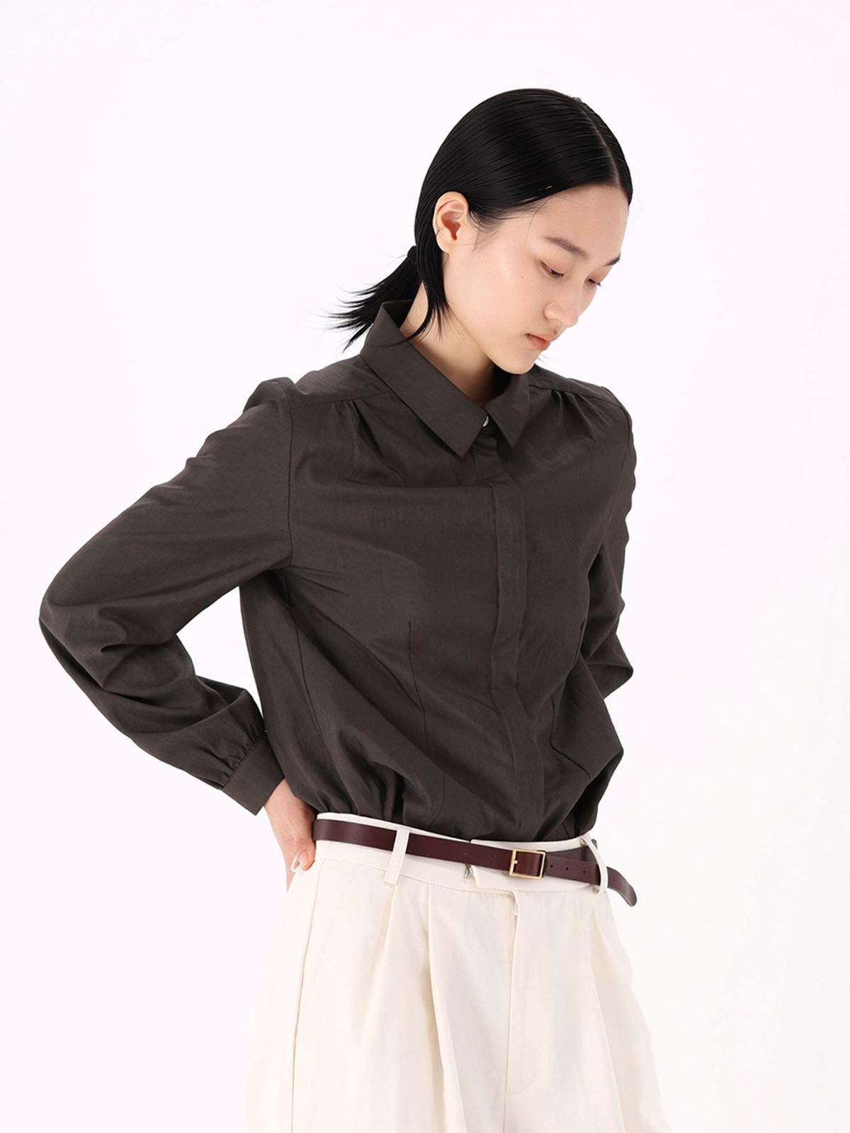 아쿠드(ACUD) Soft Gloss Shirt _KH.Brown