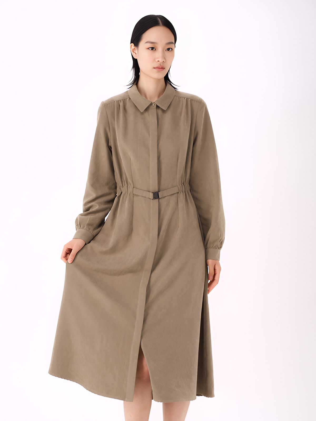 아쿠드(ACUD) Suede Shirt Dress _D.Beige