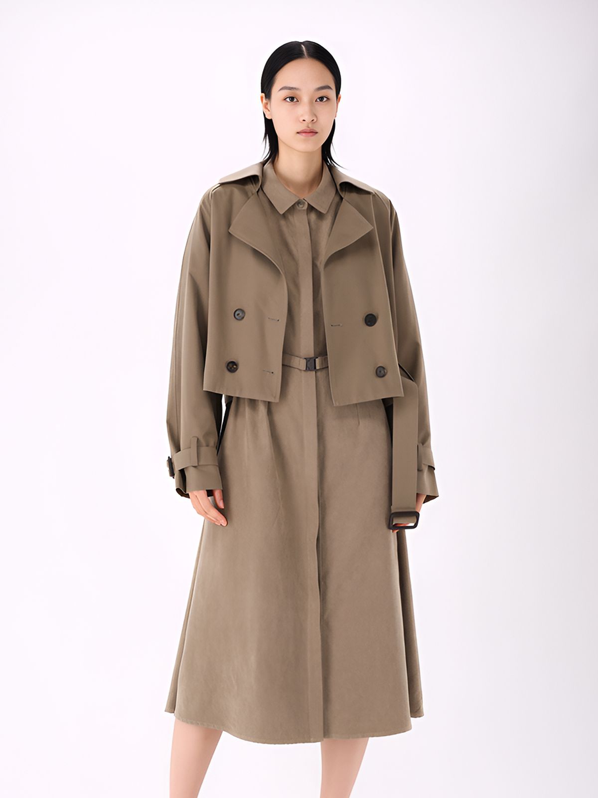 아쿠드(ACUD) Suede Shirt Dress _D.Beige